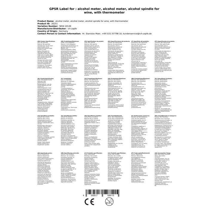 Wine Hydrometer, Wine Scale with Thermometer