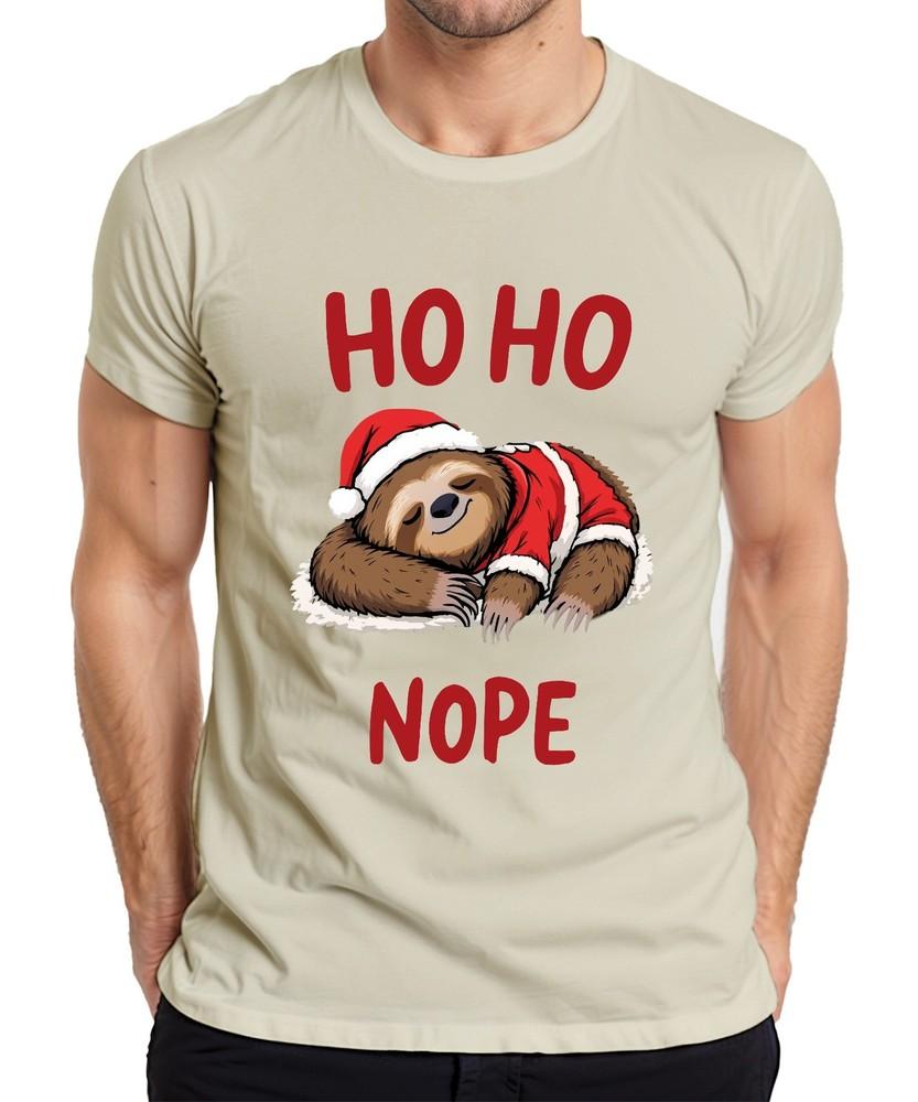 Ho Ho Nope Sloth Santa Hat Sleeping Funny Gift Unisexs Tshirt