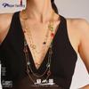 18K Gold Doppellagige Kleine Stahlkugel Glas Halskette - Leichter Luxus Sommer Schmuck