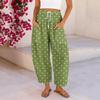 Damen Plus Size Freizeithose, Hoher Bund Lockerer Schnitt mit Taschen, Gepunkteter Druck