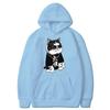 Cool and Cute Big Boss Cat Fun Print Autumn/Winter Women's Fashion Instagram Heavyweight Sweater Hooded Loose Long sleeved Coat