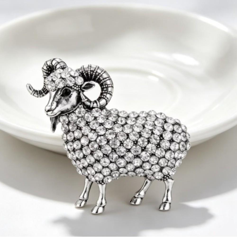 Rhinestone Animal Brooch Creative Jewelry Accessories Gifts New Year Sheep Brooches  Festival