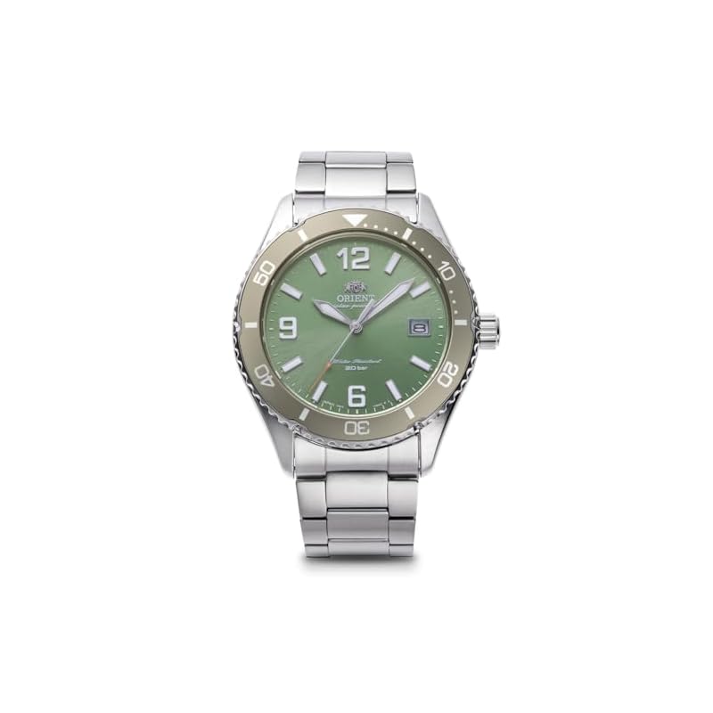 Мужские часы Orient Mako SOLAR с солнечной батареей, RN-WJ0001E, Зеленые, с гарантией японского производителя