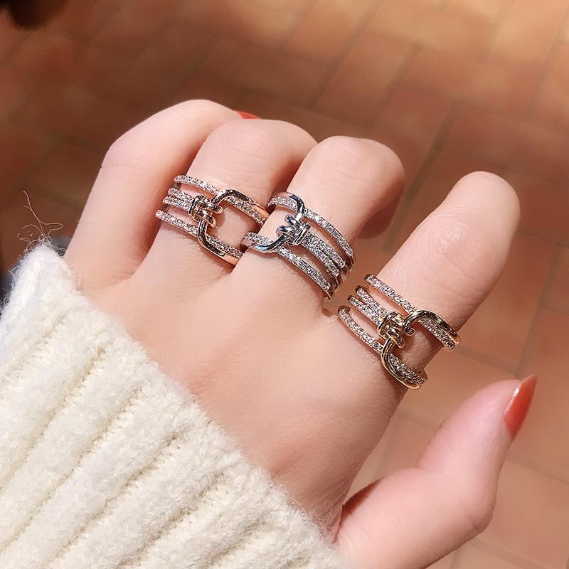 Geometric Knot Fashionable Design Ring With Sparkling Zircon Stones Perfect Gifting For