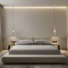 Bedroom Bedside Pendant Light, Modern Minimalist Cylindrical Minimalist Electroplated Long Line Pendant Light