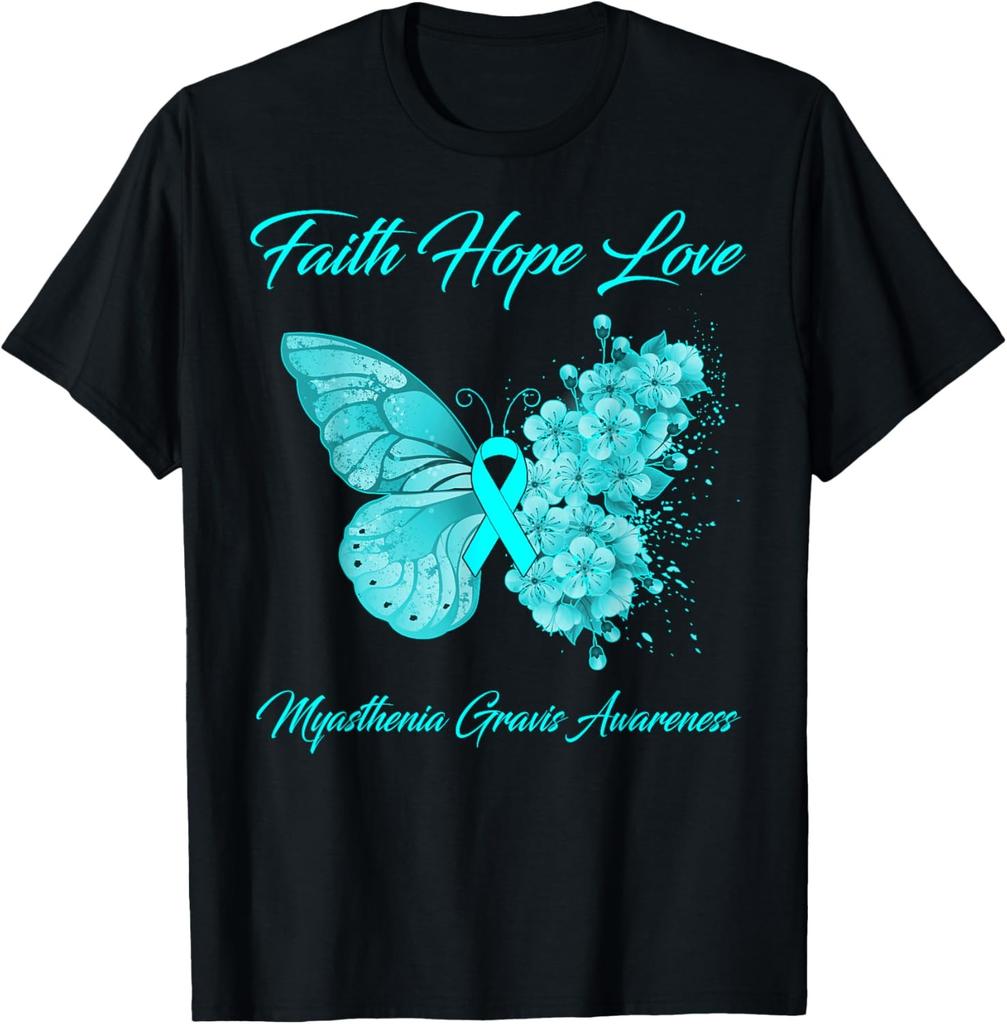 Butterfly Faith Hope Love Myasthenia Gravis Awareness T-Shirt