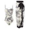 Women's Vintage Fashion Swimsuit Push Up Tummy Control Monikini Lace Up Cover-up Swimwear Set Two Pieces Slimming Close-fittingTankini Bathing Suit