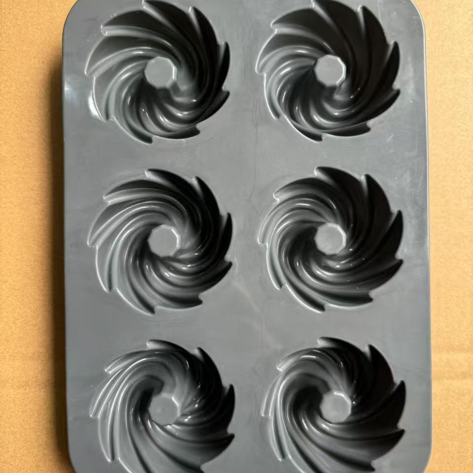 Two-Color Six-Hole Silicone Cake Mold for DIY Baking - Pumpkin, Jelly, Pudding, Donut Shapes