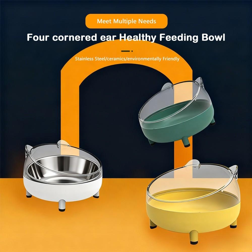 New Stainless Steel Elevated Cat Bowls Easy Clean Plastic Pet Drinking Dish Tilted Design Pet Feeding Dish Dog Feeding