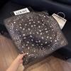 Sen green flower print fresh imitation silk scarf premium versatile square scarf neck protection scarf trendy headscarf scarf women