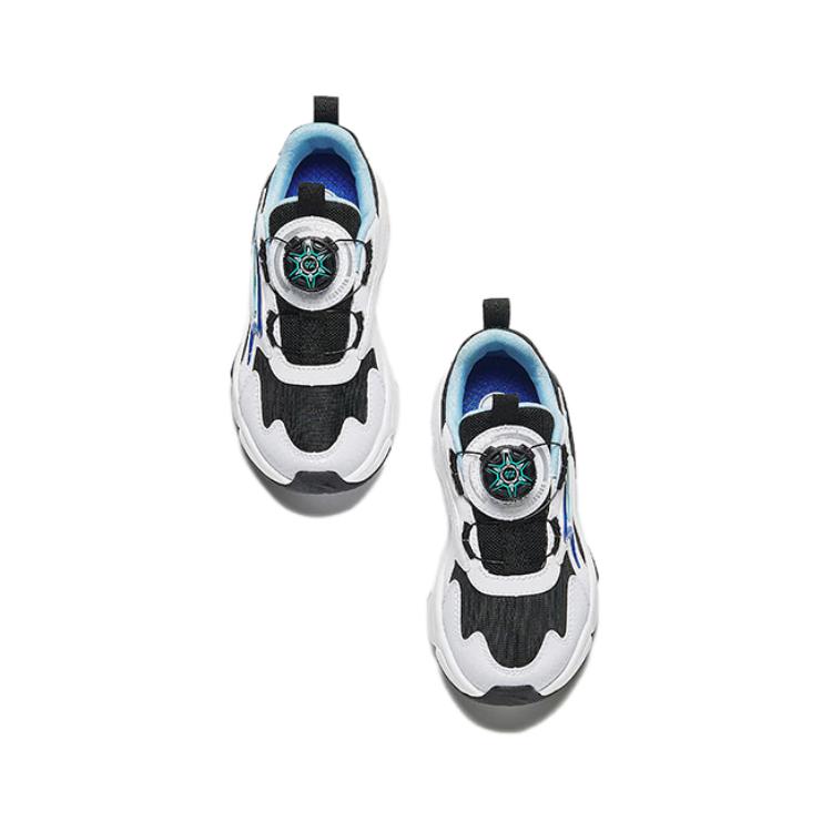Anta Kids Comfortable Non-Slip Wear-Resistant Low-Top Running Shoes Kids sneakers Black White Waterfall-Blue A12439904-1