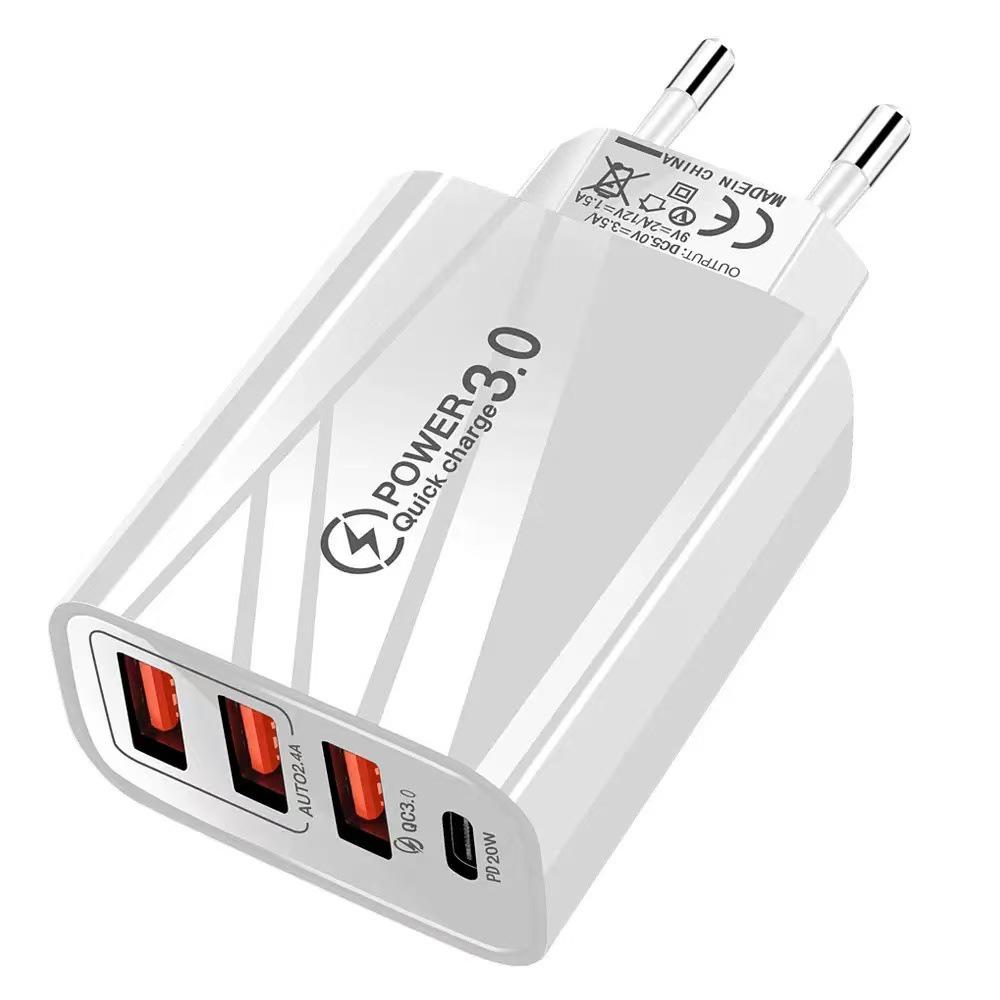 

20W Multi-Port Fast Charger: 3 USB + PD for Apple & Huawei