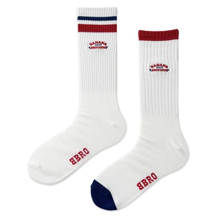 [Banana Brothers/26SS] Campus Bro Retro Embroidery Banding High Crew Socks 2 colors