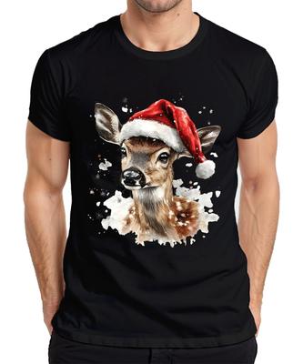 Weihnachts-Rehkitz Aquarell Weihnachtsmann Niedlich Wintergeschenk Herren T-Shirt-