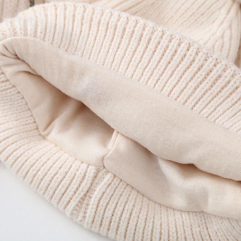 Children's Wool Hat and Scarf Set with Warm Ear Protection and Thick Baby Cartoon Pullover Cotton Lining, for Boys and Girls.