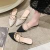Fashion Rivet Baotou Half Slippers Women's Summer Wear New Thick Heel Pointed Head Low Heel Lazy Muller Fairy Cool Slippers