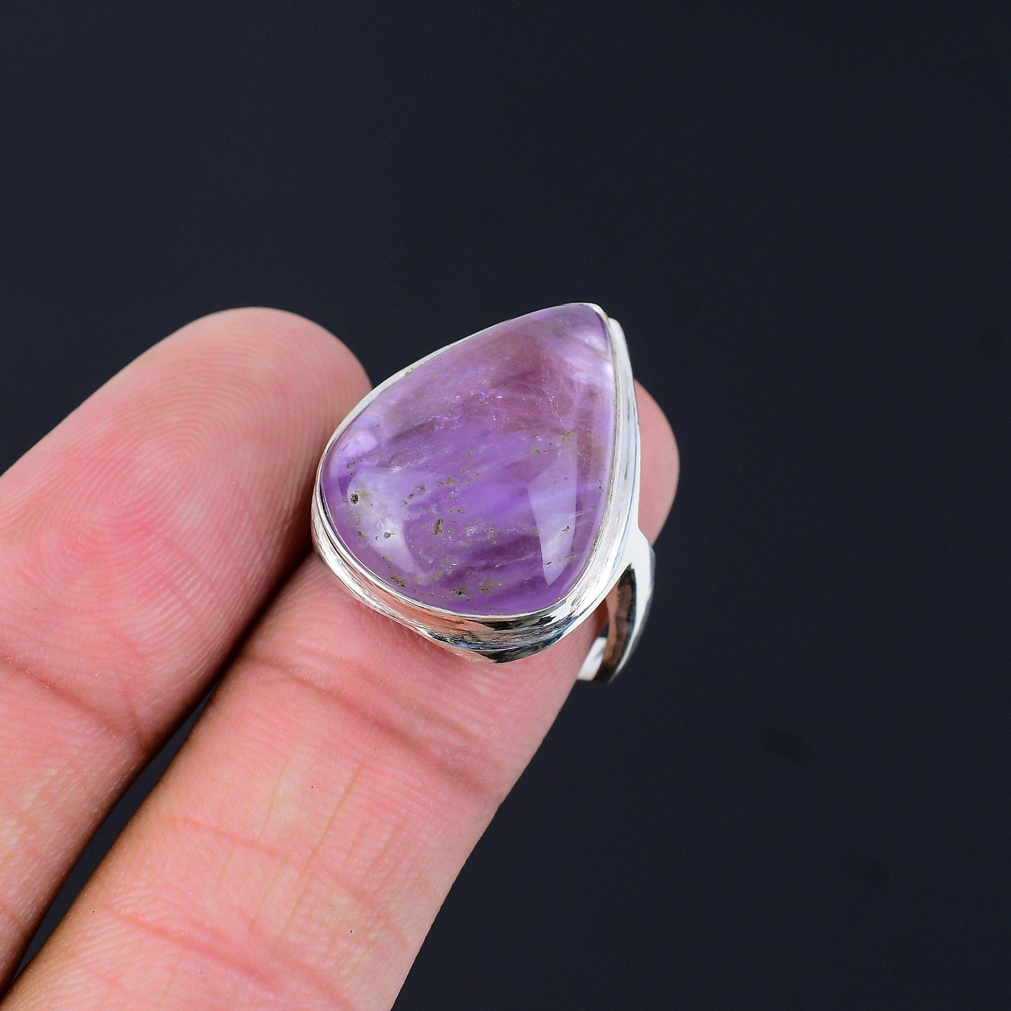 Star Amethyst Gemstone 925 Sterling Silver Promise Sister Ring Jewelry Size 8 8