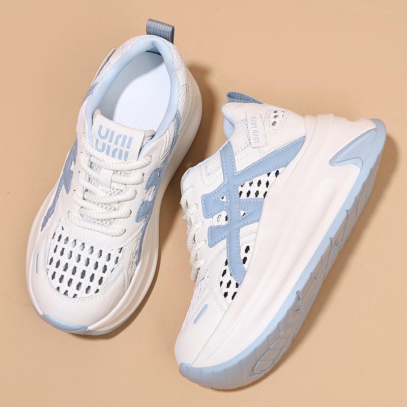 Mesh dad shoes women's spring new breathable female students sports thick soles increase height and leisure