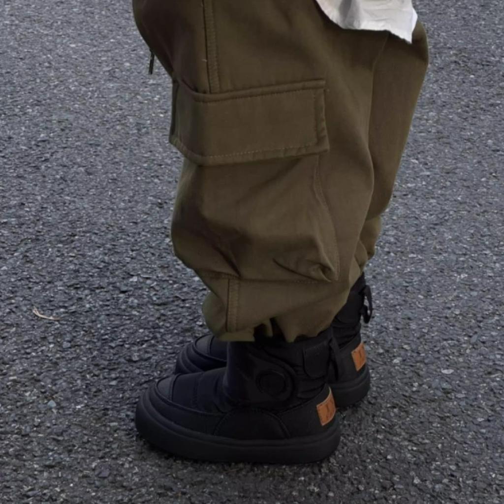 Kışlık Çocuk Fonksiyonel Su Geçirmez Kar Botları Erkek Polar Astarlı ve Kalınlaştırılmış Pamuklu Ayakkabılar Kız Spor Kışlık Ayakkabılar