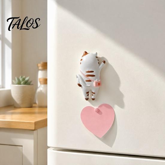 Metal Surface Magnets Cartoon Traveling Cat Refrigerator Magnet, 3D Kitten Decorative Fridge Memo Notes Photo Holder for Home, Lover Gift Strong