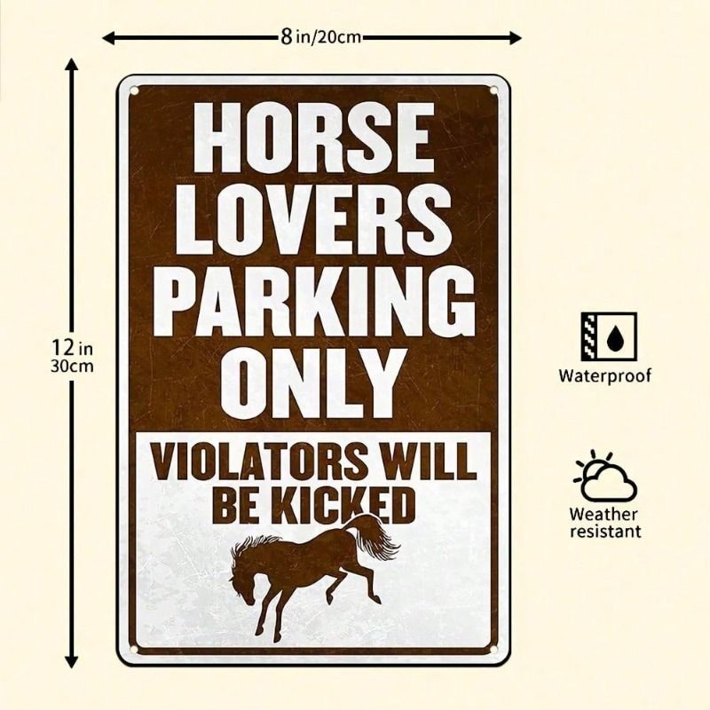 Metal Wall Art Vintage Horse Lovers Parking Only Garage Decor