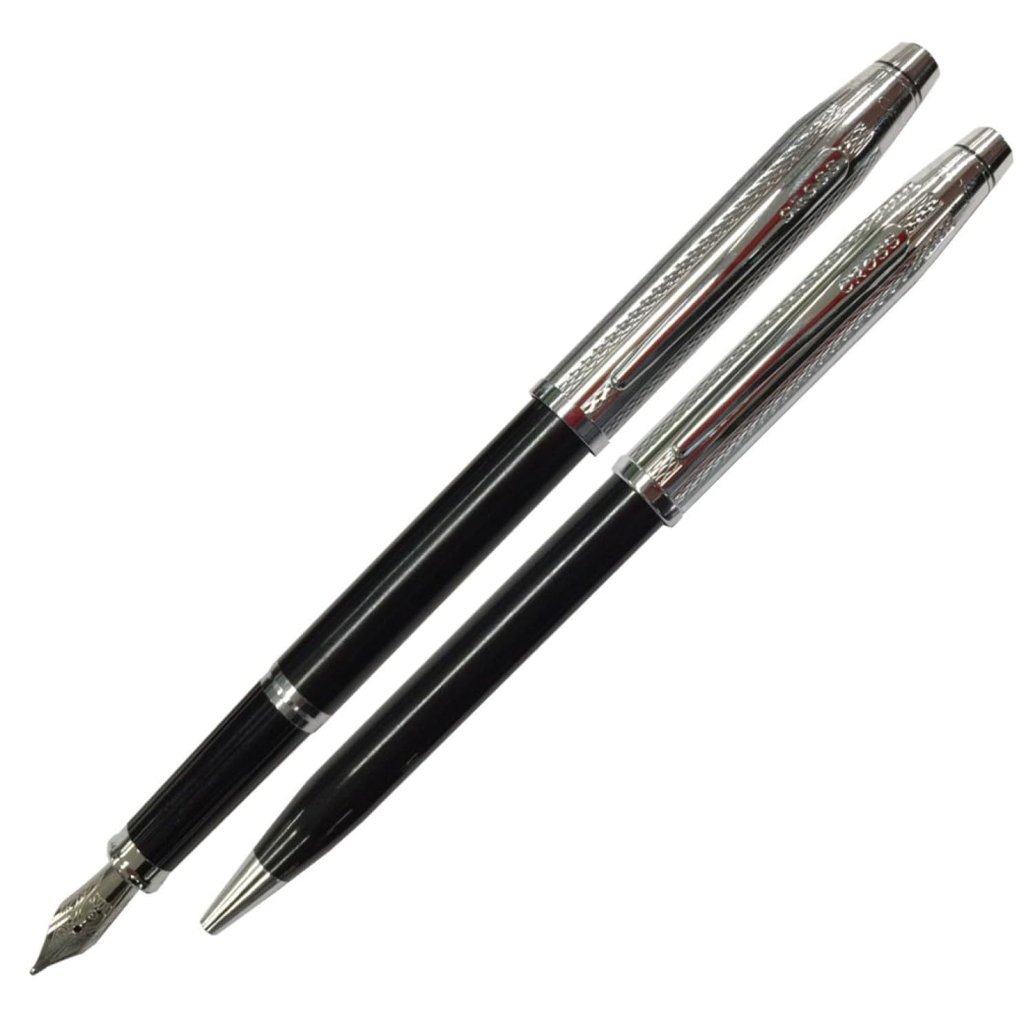 

Cross Century 2 Fountain Pen and Ballpoint Pen Set in Black Lacquer and Limited Edition Gift Officially Imported (AT0087WG-91MS) Chrome, Set,