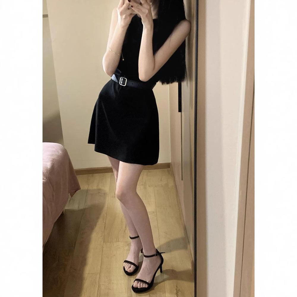 E French pure desire black sleeveless vest dress for women, small people, advanced sense, waist and thin temperament
