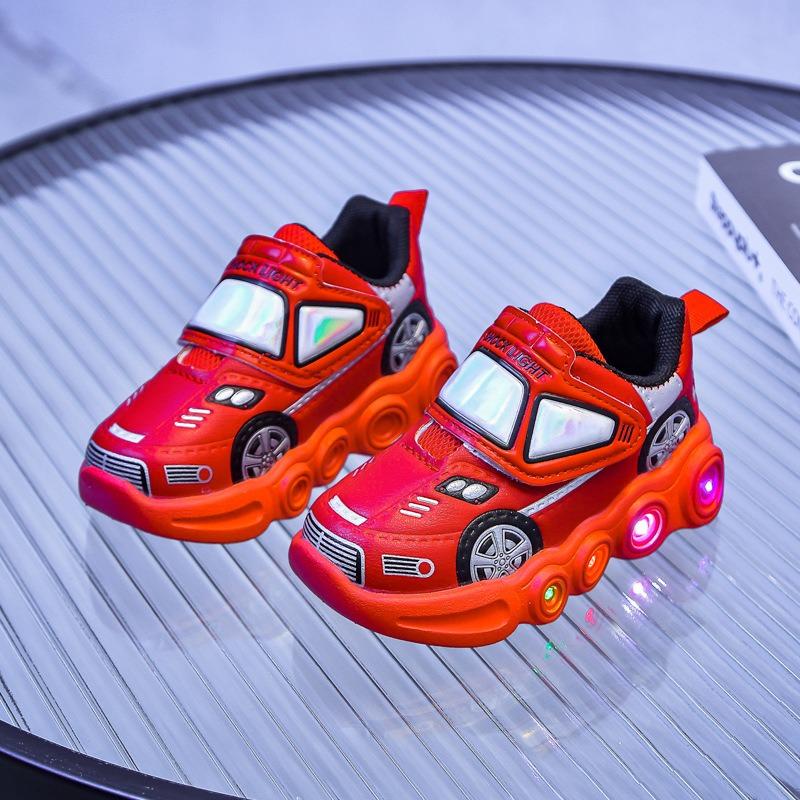Children's LED Light-Up Sports Shoes Sneakers for Toddlers & Young Kids, Cartoon Athletic Footwear for Boys & Girls