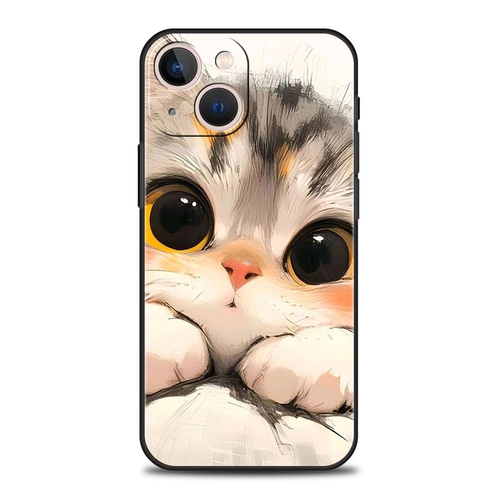 Cute Cat Phone Case Cover for iPhone 17 16 15 14 13 12 Pro Max 11 Pro Max 17 AIR Plus Shockproof Soft TPU Shell Fundas Capas Bag