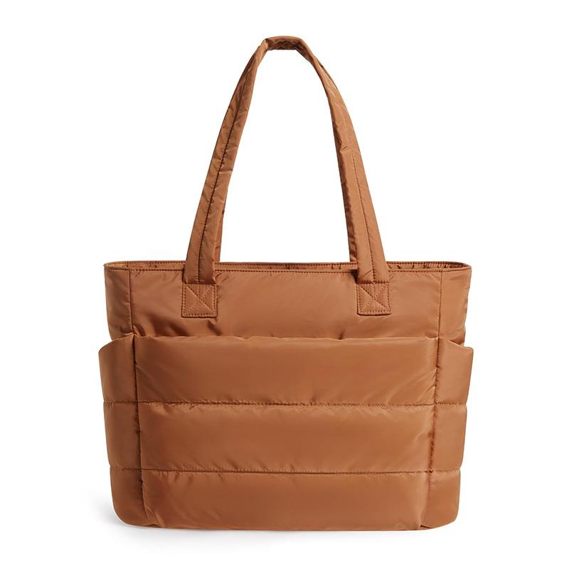 Puffer Tote Bag for Women, Lightweight Shoulder Handbag with Laptop Compartment & Multiple Pockets, Fashion Work Bag