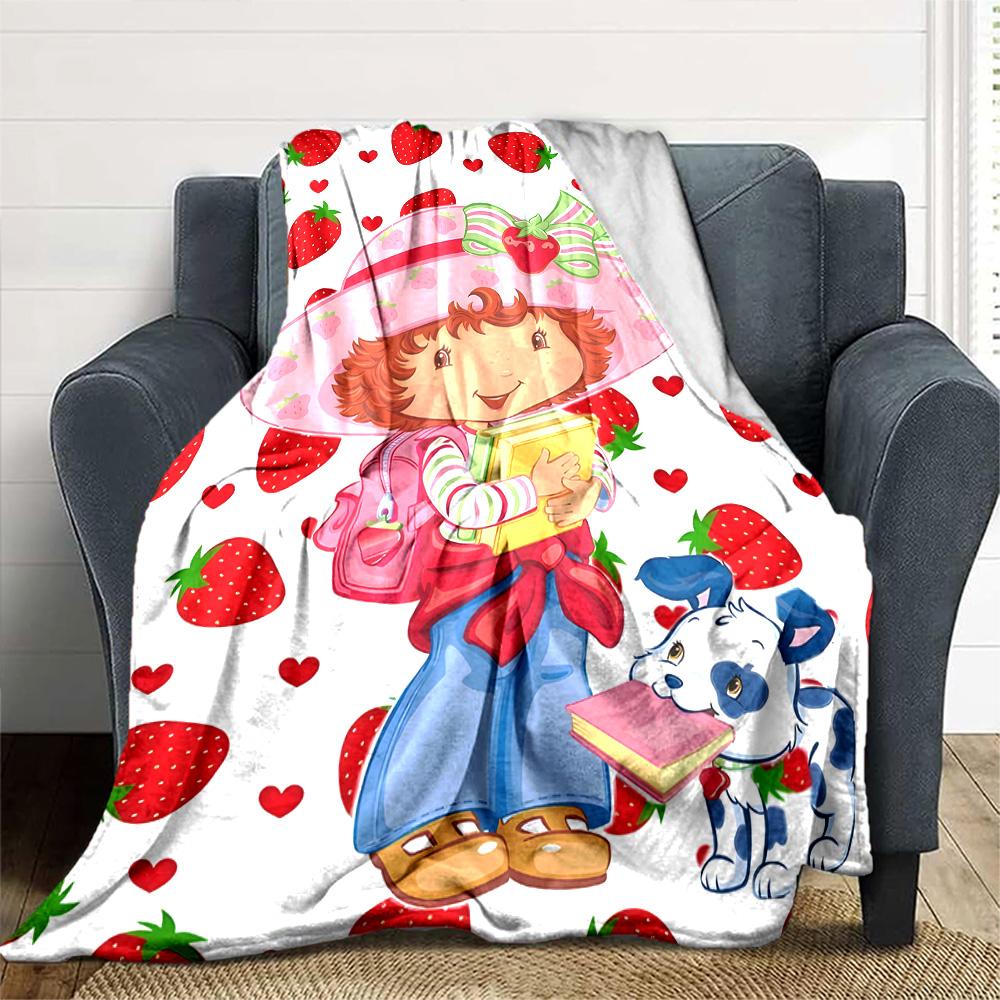 1pc Princess Strawberry1 Blanket, Gift, for Men and Women, Soft Blanket, Good for Sofa Bed Couch Travel, Lightweight Flannel Blanket