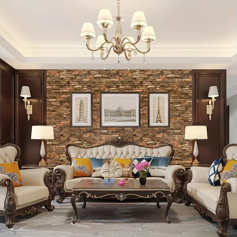 10M 3D Imitation Brick Grain Wall Sticker Wallpaper Antique Effect Self-adhesive Bathroom Kitchen TV Background Wall Home Decor