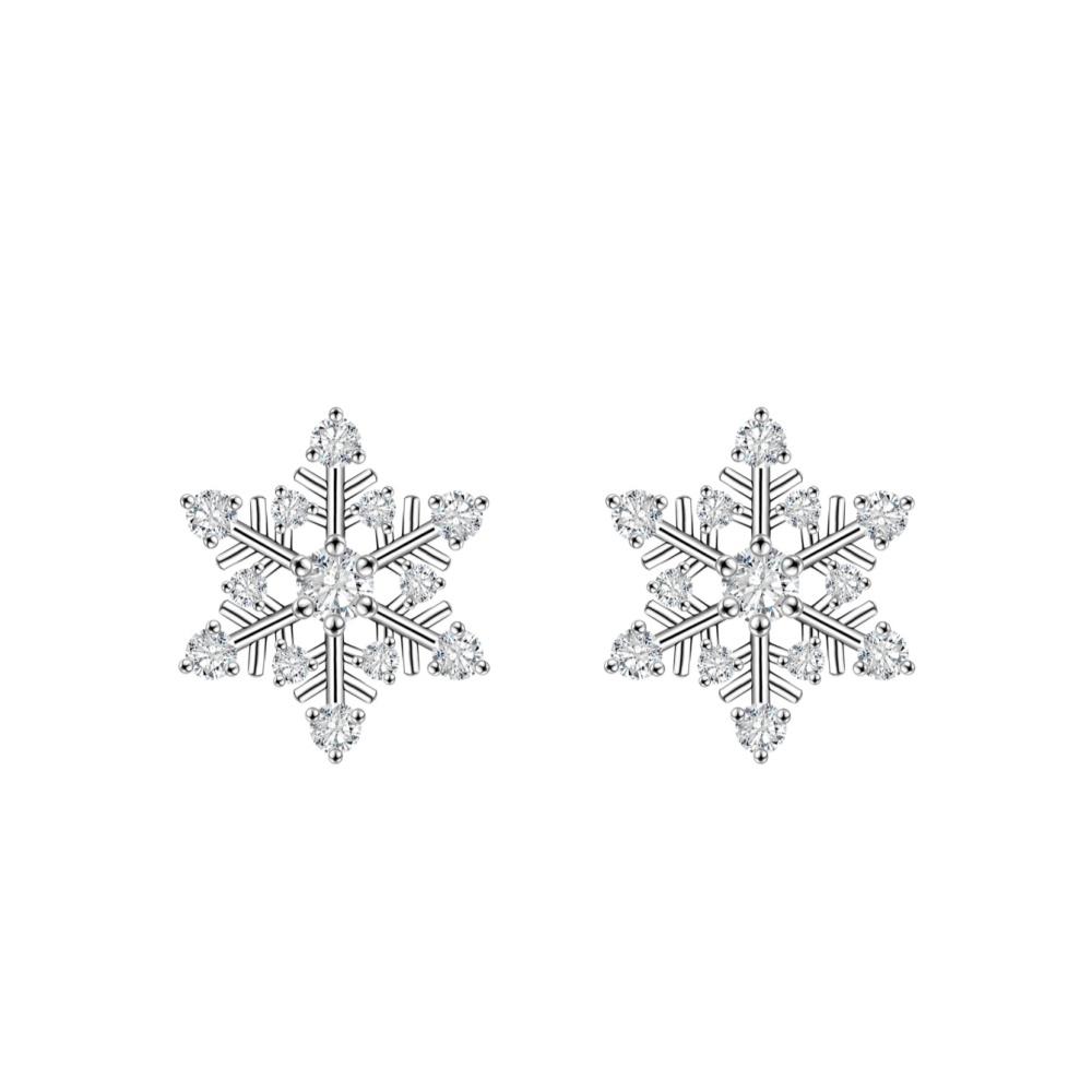 

Круглой огранки серьги-пусеты из стерлингового серебра 925 пробы с муассанитами в форме снежинок белый