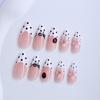 1 Set Flower Ladybugs Dotted Press on Nails Spring 3D Floral Stick-on Fake Nails Removable Full Cover Almond Glue on False Nails for Women