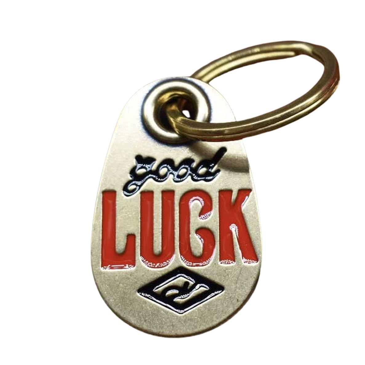

[ALOHAMONI] Brass GOOD LUCK Vintage American Key Chain Key Ring American Casual Miscellaneous Goods Tag: 4.4cm x 2.8cm, красный