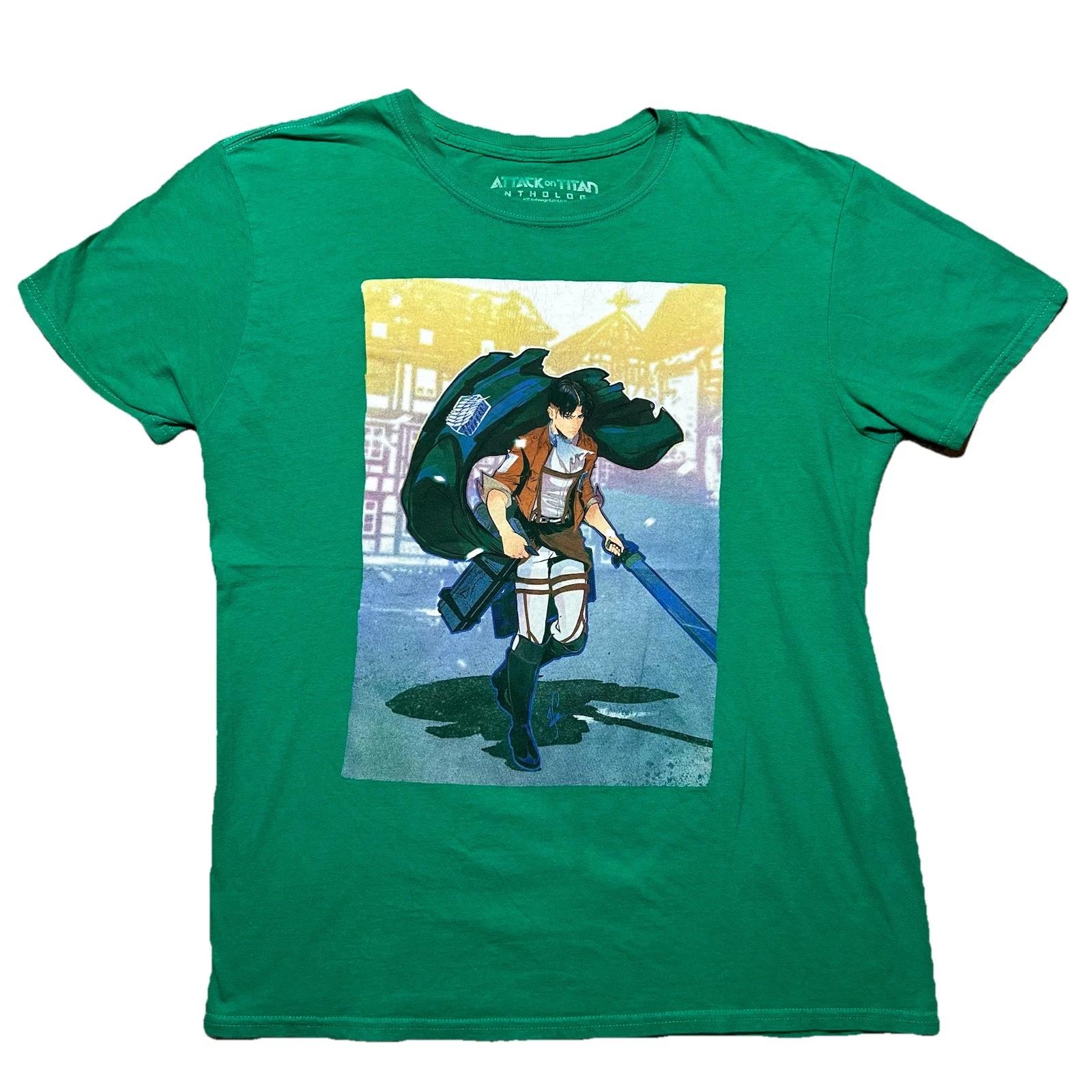 Attack On Titan Levi Ackerman Scout Regiment T Shirt Mens Large Green 2016 Anime 2XL