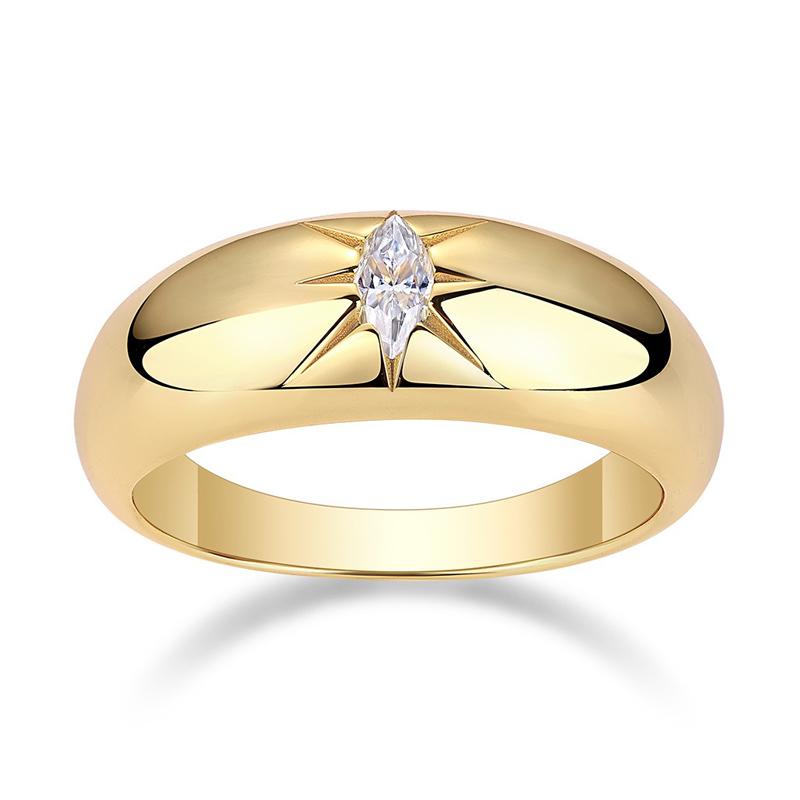Nabest Fine Jewelry 18k Gold Plated CopperChunky Women Ring Hypoallergenic Pear Cut VVS D Color Moissanite Ring