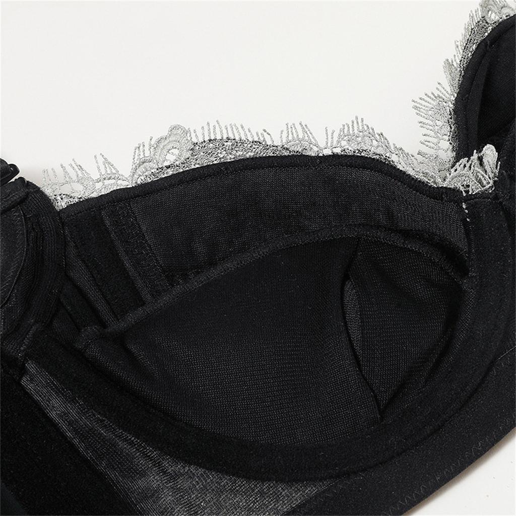 Thin Gathering Bra Embroidered Adjustable Back 3/4 Cup Bra for Women