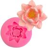 Pink 3D Flower Lotus Silicone Mold for DIY Cupcake Cake Topper Decoration Jelly Shots Fondant Mold Crystal Handmade Ice Cream Soap Mould Candy Making
