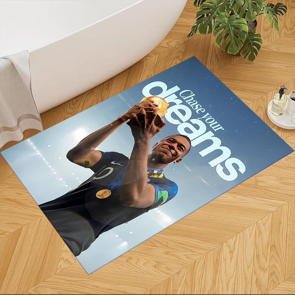 Mbappe's Soccer Journey Floor Mat Suitable for Living Rooms Balcony Decorate room Kitchen Anti-slip Rug Office home decor Spiritual Gift