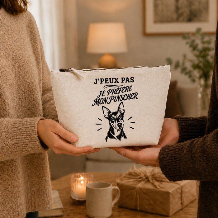Trousse de toilette - PLANETEE - J'peux pas minimaliste - Beige 100% coton - 3 L (28×19×9 cm) - Zip métal