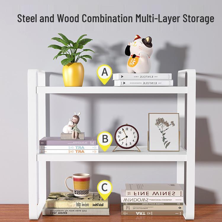 Dual-Layer Desktop Storage Rack & Office Organizer Bookshelf