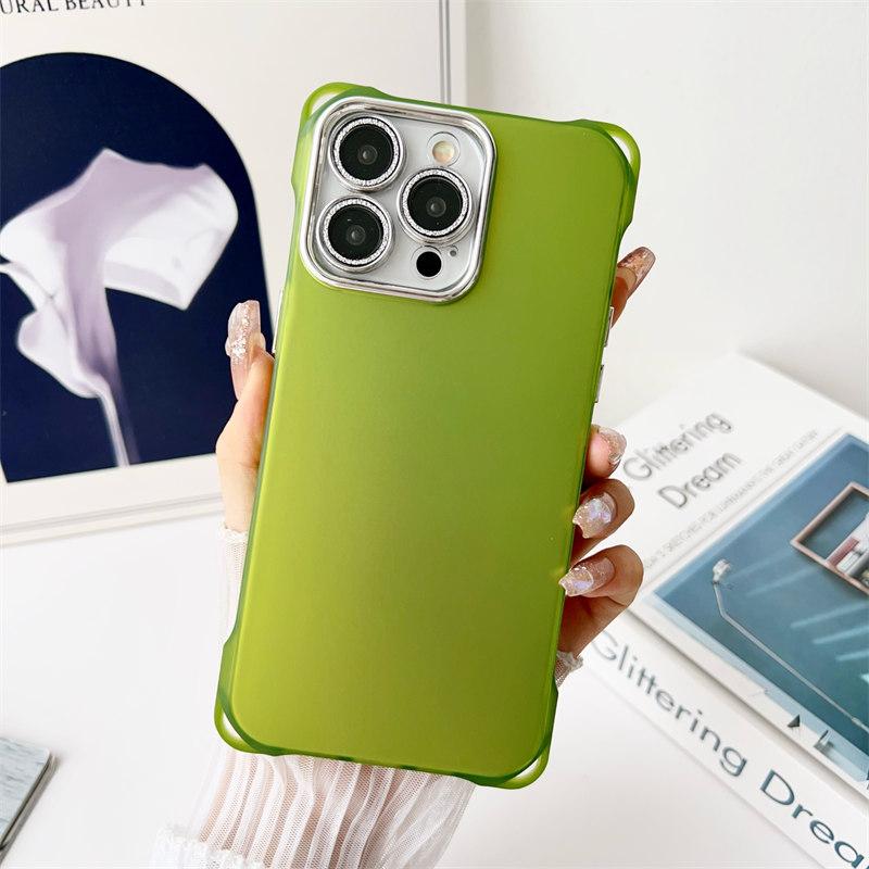New Luxury Four-corner Anti-drop Frosted Case with Glitter Lens Film for iPhone 15 Pro Max 14 Plus 13 12 Pro 11 All-inclusive Anti-drop Cases