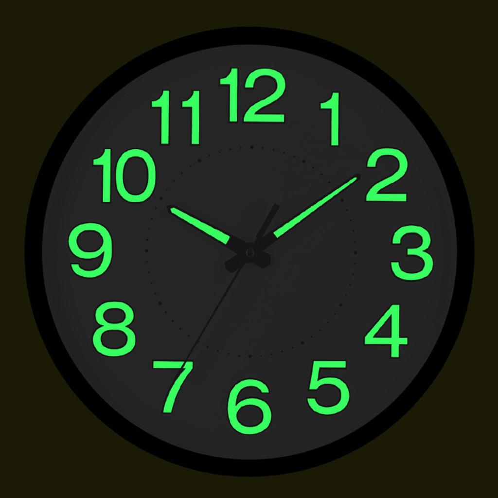Silent Quartz Clock Plastic Wall Mounted Luminous Quiet for Living Room Bedroom 12in 30cm