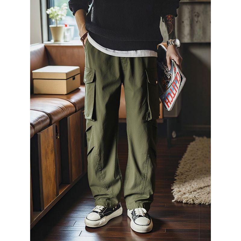 American Retro Heavy Cotton Wide-Leg Straight Work Pants for Men, Spring and Autumn Pants, Foreign Trade Men's Loose Casual Long Pants