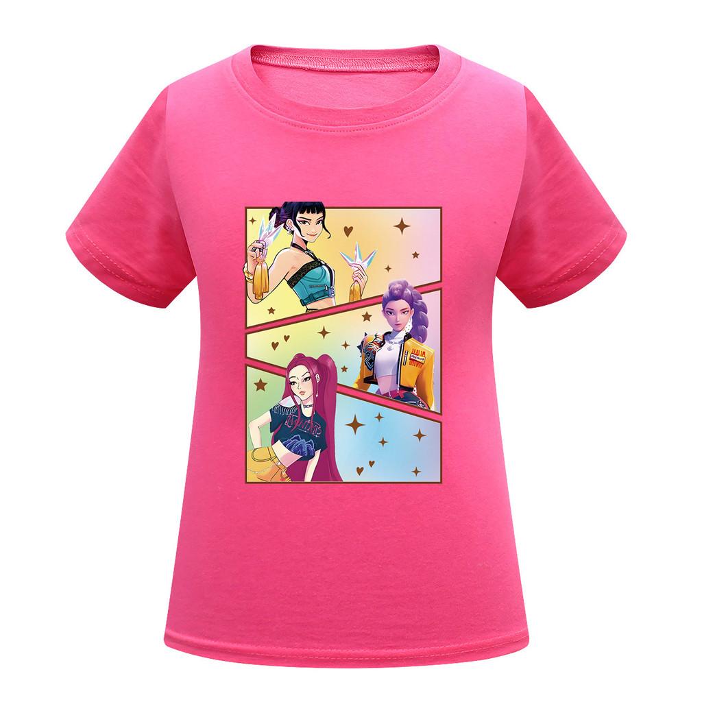 Kids Girls Anime Cartoon K-POP Rumi Zoey Mira Printed Casual Short Sleeves T-Shirt Top