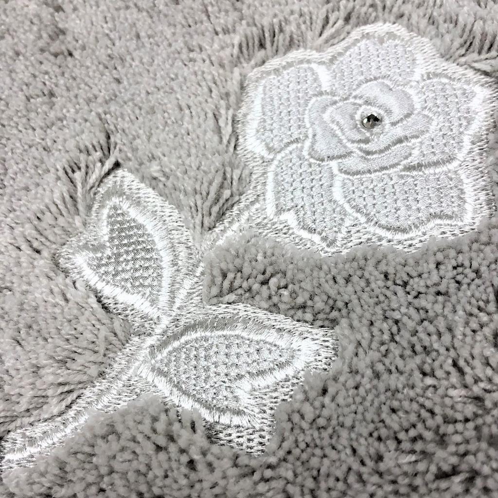 Senko Lacy Rose Toilet Approximately 58 x 60 Cord Elegant 39543 Mat, cm, Gray, Rhinestones, Embroidery, Design,