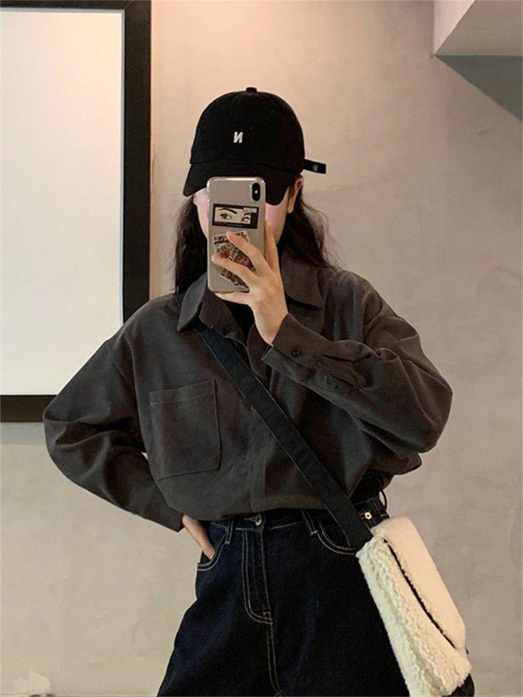 Chic Fake Two-Piece Loose Long-Sleeved Shirt for Fall/Winter