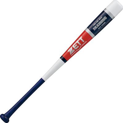Bate de béisbol de madera para entrenamiento ZETT Junior, 80 cm, 800 g, color azul marino x blanco, fabricado en Japón, BTT75380 (2911)