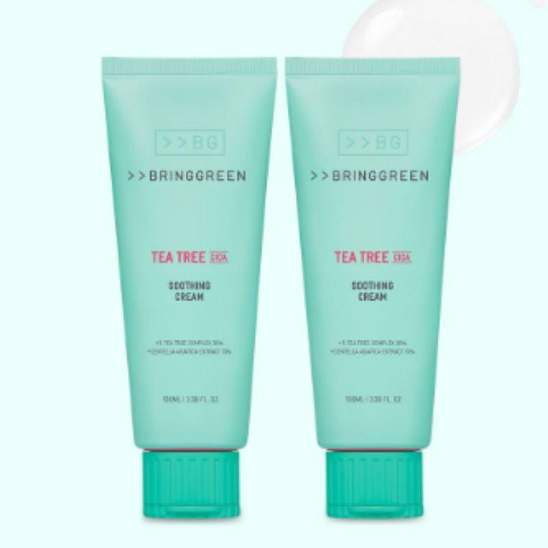 

BRING GREEN Tea Tree Cica Soothing Cream Plus 100ml x 2 Set Calming Moisturizer Sensitive Skin Relief K-Beauty Skincare